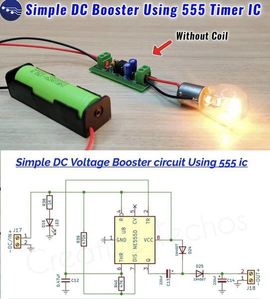 Simple DC Booster Using 555 Timer IC