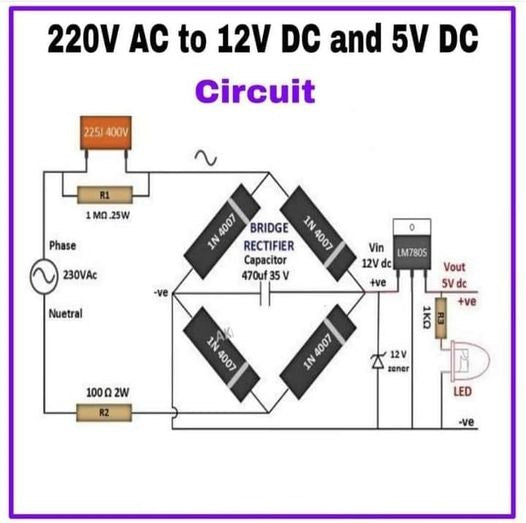 220V AC to 12V DC and 5V DC