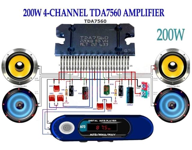 200W 4-Channel Tda7560 Amplifier