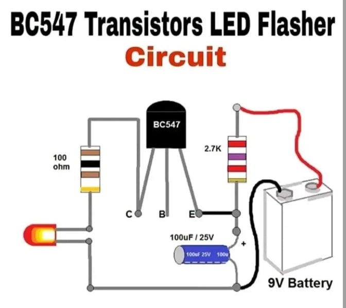 BC547 Transistors LED Flasher Circuit