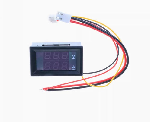 (Red and blue 10A) DC0-100V 10A LED DC dual display digital voltage and current meter with fine adjustment